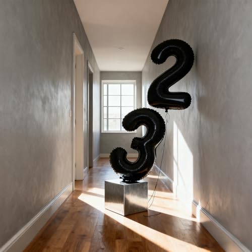 Image of YPSelected 32 Inch Large Foil Helium Number Balloon Birthday Wedding Party 0-9 (Black, 2)