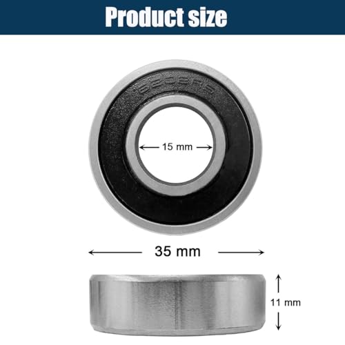 Image of 4 PCS 6202-2RS Deep Groove Ball Bearings. Double Rubber Seal Bearings 15x35x11mm, Pre-Lubricated and Stable Performance and Cost Effective