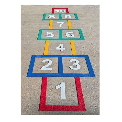 Hopscotch Playground Marking Course, Outdoor Play Equipment, Engaging Schoolyard Activities for Daycare, Preschool, Churches & Elementary Schools, Made from DuraMark RPT-750, Measures 8' 8