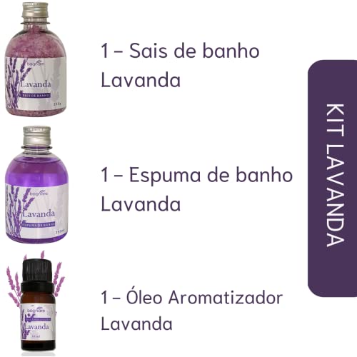 Espuma de banho Hidromassagem Lavanda + Sais de Banho Espumante + Essência Lavanda Ambiente