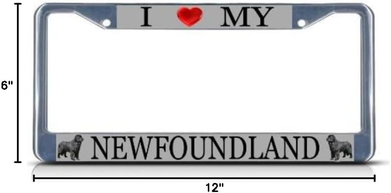 Fastasticdeals I Love My Newfoundland Dog License Plate Frame Tag Holder Cover