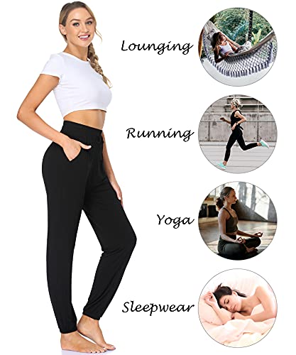 Asimoon Women's Black Sweatpants High Waist Joggers Casual Lounge Pants For Running Athletic Yoga Workout Pants With Pockets #TOP5