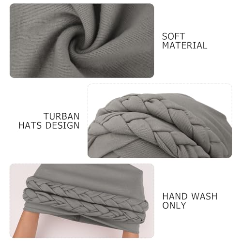 Image of DRESHOW African Women Turban Caps Cotton Beanie Twist Headscarf Pre-Tied Double Twisted Braids Wrap Hat Chemo Cancer Cap