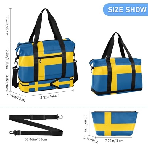 Bolsa de fin de semana Flag Sweden que separa la ropa húmeda en tu viaje en avión 3