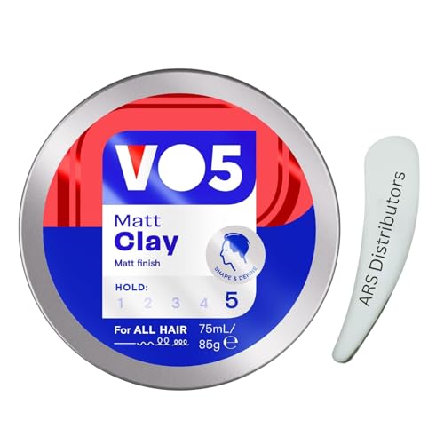 Image of VO5 Hair Styling Matt Clay for Men & Women - Extra Hold, Matt Finish for All-Day Control, 75ml with Our Cosmetic Spatula