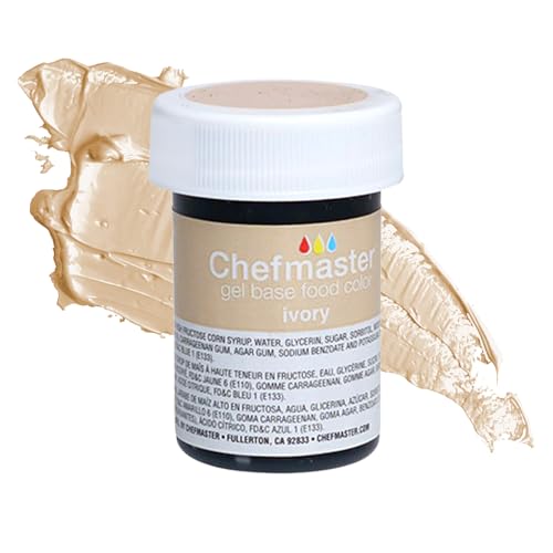 Chefmaster Ivory Gel Food Coloring | Vibrant Color | Professional-Grade Dye for Icing, Frosting, Fondant | Baking & Decorating | Fade-Resistant | Easy-to-Use | Made in USA | 1 oz