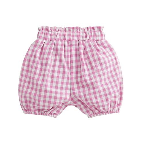 Toddler Baby Boy Girl Shorts Gingharm Plaid Shorts Summer Casual Bow Elastic Waist Pants Baby Bottoms Summer Outfit