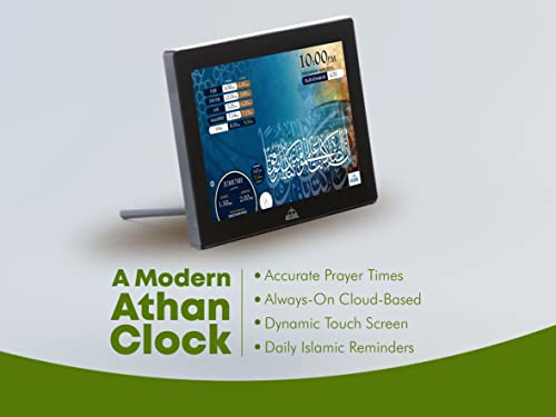 Masjidal 10" Digital Azan Clock With Wifi, Dynamic Touch Screen, Worldwide Prayer Times, Full Quran Player, Islamic Art, Streaming Halal Muslim Content: Duas, Dhikr, Hadith, Surah Of The Day, Black #TOP7