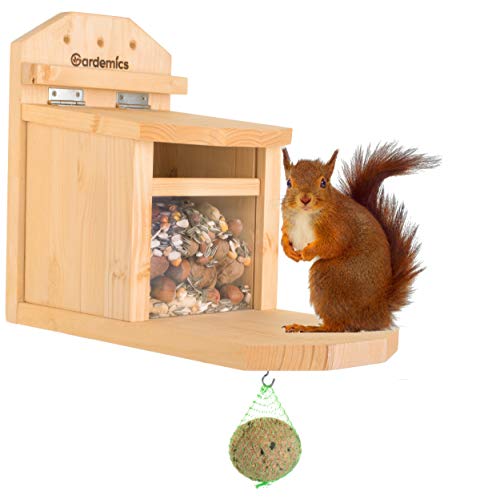 Preisvergleich Produktbild Gardemics® Eichhörnchen Futterhaus wetterfest - Extra Robustes Futterhaus für Eichhörnchen - Fertigung in sozialer Werkstatt - Made in Germany