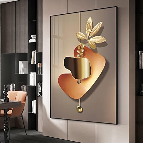 Décoration scandinave chambre avec peinture murale photos plante dorée 35x50