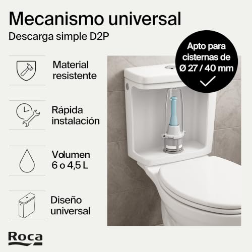 Miniatura 2 de Roca A822502200 Mecanismo De Descarga Simple Con 4 Pulsadores, Blanco