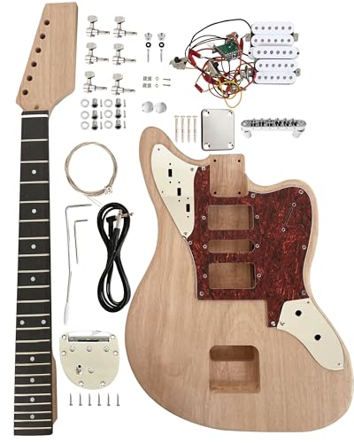 Electric Guitarr Kit Beginner Kit 6 String Right Handed with Mahogany Body Mahogany Neck Rosewood Fingerboard Chrome Hardware Build Your Own Guitarr.