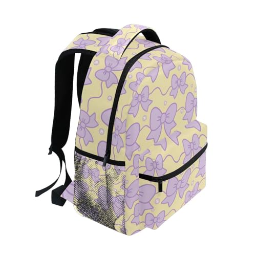 Bow on Yellow Backpack for School Boys Girls Adults Kids Bookbag Laptop Bag 15L2