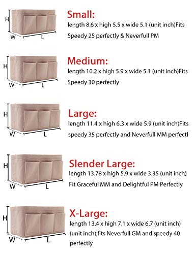Lexsion Felt Handbag Organizer,Insert Purse Organizer Structure Shaper Fits Speedy 8001 Beige M #TOP6