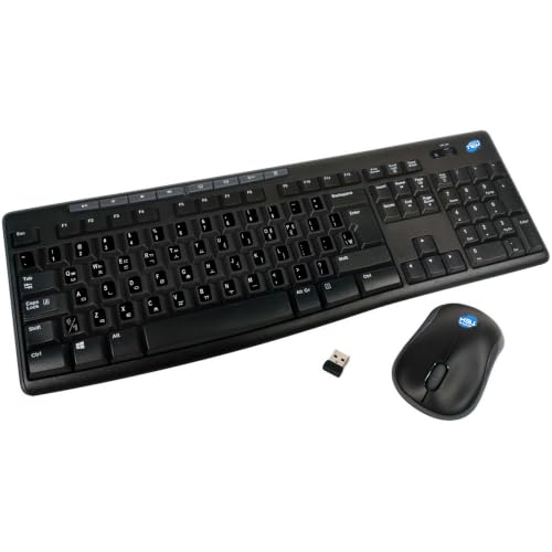 Kit ratón teclado wifi inalámbrico de tamaño estándar QWERTY negro para PC y oficina
