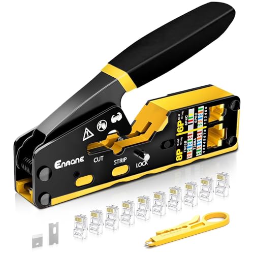 Image of Ethernet Crimping Tool RJ45 /RJ11 Crimper Tools for Cat6 Cat5e Cat5 with 10Pcs Cat 6 RJ45 Connectors and Blades