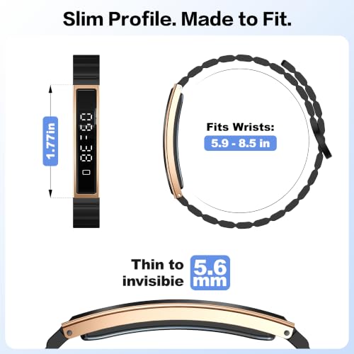Image of Smart Bracelet, Wearable Activity & Fitness Tracker Band for Men Women, 24H Sleep Tracker, All-Day Continuous Heart Rate, Stress HRV Monitor, Smart Wristband with Free APP 2 Bands, Rose Gold