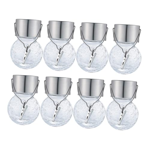 FIXOSHEE 8 piezas Lámparas Solares Colgantes de Bola de Agrietada Luz Blanca para Jardín Patio Exterior Decoración Solar Autónoma