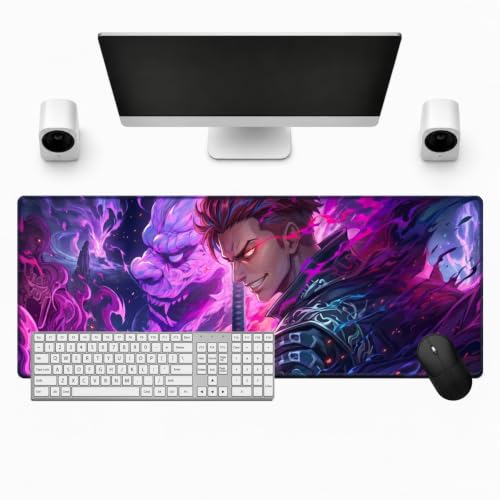 Tapis de bureau violet samouraï sombre idéal pour setup gaming esthétique