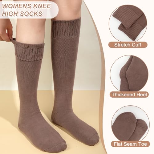 YSense Warm Knee High Socks for Women 5 Pairs, Thermal Womens Cotton Long Casual Thick Winter Gifts Socks for Hiking Skiing2