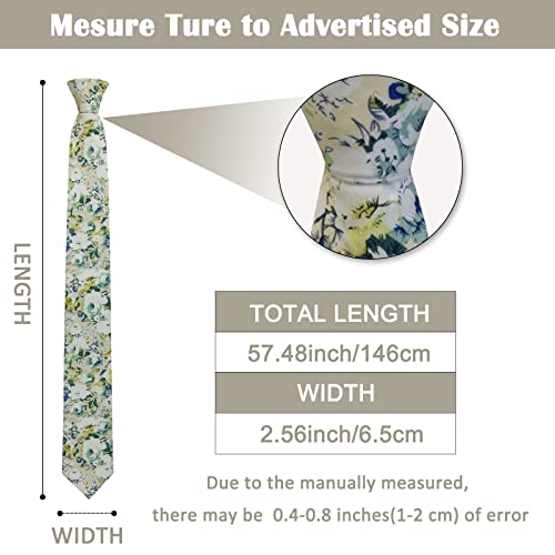 Image of Mantieqingway Men's Cotton Floral Neck Tie 2.56'' Printed Skinny Tie