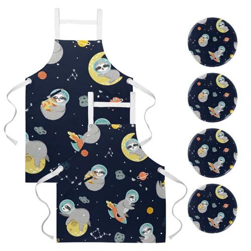 Lot de 2 tabliers de cuisine anti-taches pour nettoyage et pâtisserie