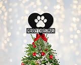 VXUVIBE Dog Paw Christmas Tree Topper - Personalized Pet Name and Paw Print - Unique Holiday Decoration for Dog Owners, 6 inches, Metal Sign 4