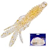 10 Pcs Soft Swimbait Lures, 6.4cm/2.5in Shrimp Shape Soft Plastic Fishing Lures Kit, Bass Fishing Lure Swim Baits with 5 Color, for Fishing Trout, Crappie, Bass, Redfish, Freshwater, Saltwater