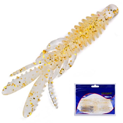 10 Pcs Soft Swimbait Lures, 6.4cm/2.5in Shrimp Shape Soft Plastic Fishing Lures Kit, Bass Fishing Lure Swim Baits with 5 Color, for Fishing Trout, Crappie, Bass, Redfish, Freshwater, Saltwater