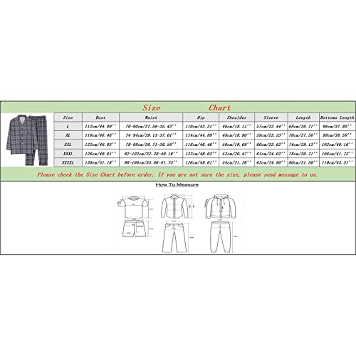 Mens Flannel Pajamas Sets Soft Plaid Sleepwear Long Sleeve Lapel Button Down Shirts Long Pants 2 Piece Nightwear Pjs3