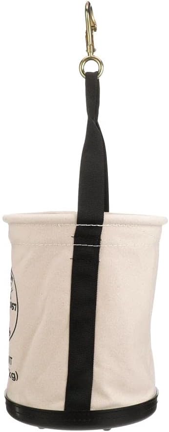 Holiday Deals 🛒 Klein Tools 5109SLR Canvas Bucket, All-Purpose Tool Bucket with Plastic Bottom with Drain Holes, Work Bucket is Load Rated Up to 150-Pounds