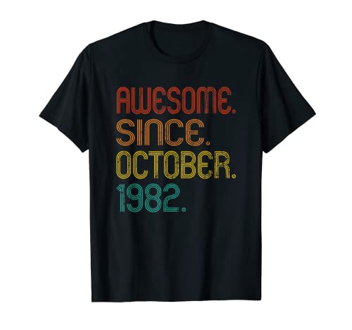 Awesome Since October 1982 Retro 40 Years Old 40th Birthday Camiseta