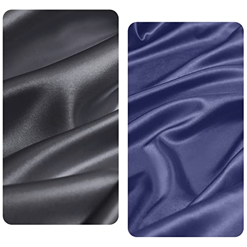 Image of SiinvdaBZX 2 Pcs Satin Bassinet Sheets for Baby Boy, Grey & Navy | Silk-Like Soft Bassinet Fitted Sheets for Hourglass, Oval & Rectangular Bassinet Mattress