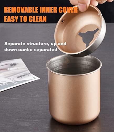 Jixik Stainless Steel With Lid Ashtray Funnel Design Windproof Car Ashtray Cup Detachable Smokeless Anti-Fly Ash Cigar Ashtray For Car Household (Pink) #TOP3