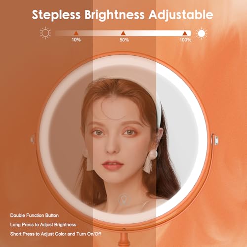 Image of DEIOVWXS Makeup Mirror, Rechargeable Vanity Mirror with 3 Lights, 1X /10X