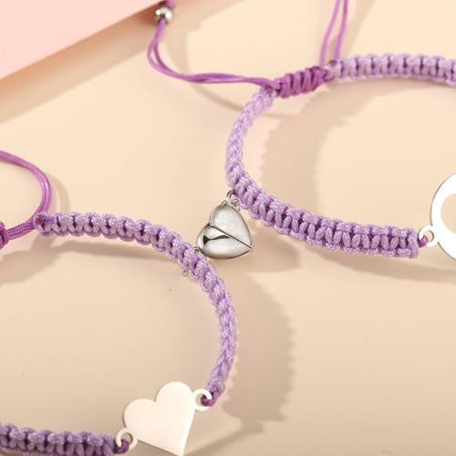 Image of First Day of Kindergarten Pre K Gifts for Mother Daughter,Mommy and Me Bracelet Matching Heart Bracelets Set for 2