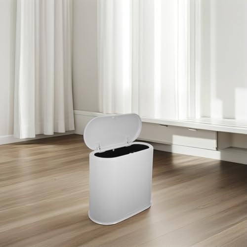 Kichouse bote de basura con tapa de 15l color gris claro miniatura 6