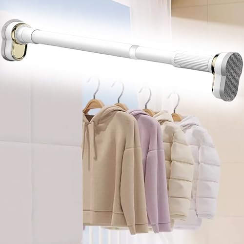 Closet Rod Extendable Wardrobe Hanging Rail for Hanging Clothes, Laundry Room Clothes Hanger Rod Curtain Bar, Detachable Metal Garment Storage Pole(3.7-4.9m (12ft-16ft))
