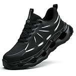 Steel Toe Cap Trainers Mens Womens Safety Trainers Comfortable Lightweight Safety Shoes Cushioning Fashion Breathable Work Shoes, Black, 10 UK