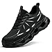Steel Toe Cap Trainers Mens Womens Safety Trainers Comfortable Lightweight Safety Shoes Cushioning Fashion Breathable Work Shoes, Black, 8 UK
