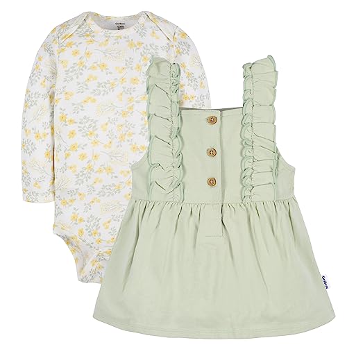 Image of Gerber Baby & Toddler Girls' 2-Piece Overall Dress Set