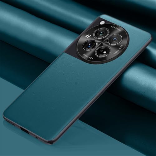 Étui en cuir PU de luxe pour OnePlus 12 coque mate verte chic