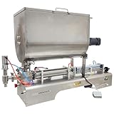 DINENOVATE 100-1000ml Paste Liquid Filling Mixing Machine with with Stainless Steel Horizontal Hopper, 110V Pneumatic Liquid Filler for Sauces and Oils, Industrial Filler for Factory Workshop