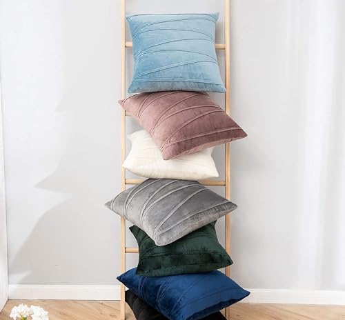 Image of Khooti Velvet Striped Cushion Cover Pack of 1-16 inchX16 inch /41X41 Cm | Black | Soft Pillow Covers Cushion Case for Sofa Bedroom Living Room Chair Car, Cushion Cover with Zig Zag Pattern