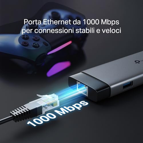 UH9120C Hub USB C 9 in 1, 1 HDMI 4K@60Hz, 1 Gigabit Ethernet, SD e microSD UHS-I, 1 PD 100W, 1 USB-C 3.0, 3 Porte USB-A 3.0, SuperSpeed a 5 Gbps, Win11/10/8.1, Mac OS X 10.9+, Linux OS - Hub USB - Immagine 5
