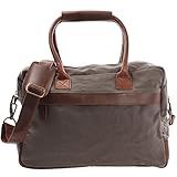 LECONI Kleiner Weekender aus Rinds-Leder & Canvas im Vintage-Look Handgepäck XL Shopper Bürotasche für Damen + Herren Arbeitstasche DIN A4 Schultasche Unitasche 40x30x15cm grau LE2007-C