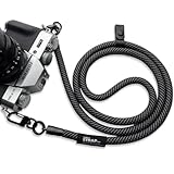 [APEGG] カメラストラップ 10mm極太 ネックストラップ ショルダーストラップ 斜め掛け 頑丈 おしゃれ スマホ兼用 3WAYデザイン 一眼レフ/ミラーレス/スマホ対応 落下防止 (カーボンブラック)