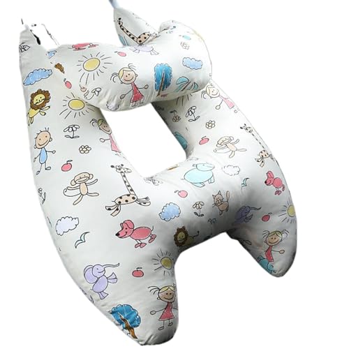 NLKDQN 子供の車のヘッドレストの枕車の肩枕の後部首枕快適な睡眠プロダクト多機能の枕のふわふわのクッシ ョン子供大人年配者の一般目的洗濯できるカバーを取付けること容易な (55x66cm,1個) (ネックピロー付き12)