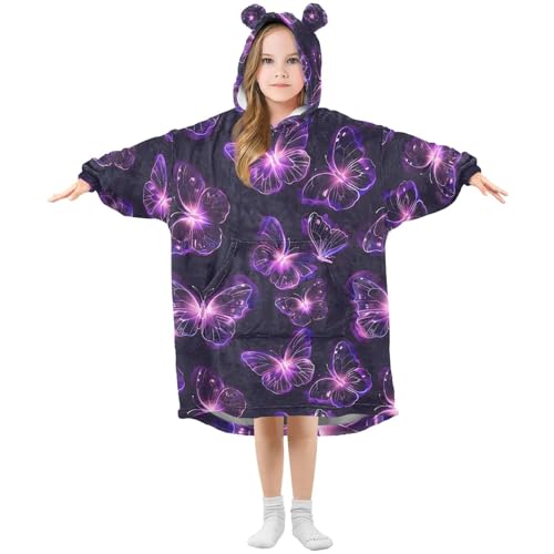 Couverture à capuche enfant violet fluo : finis les frissons hivernaux