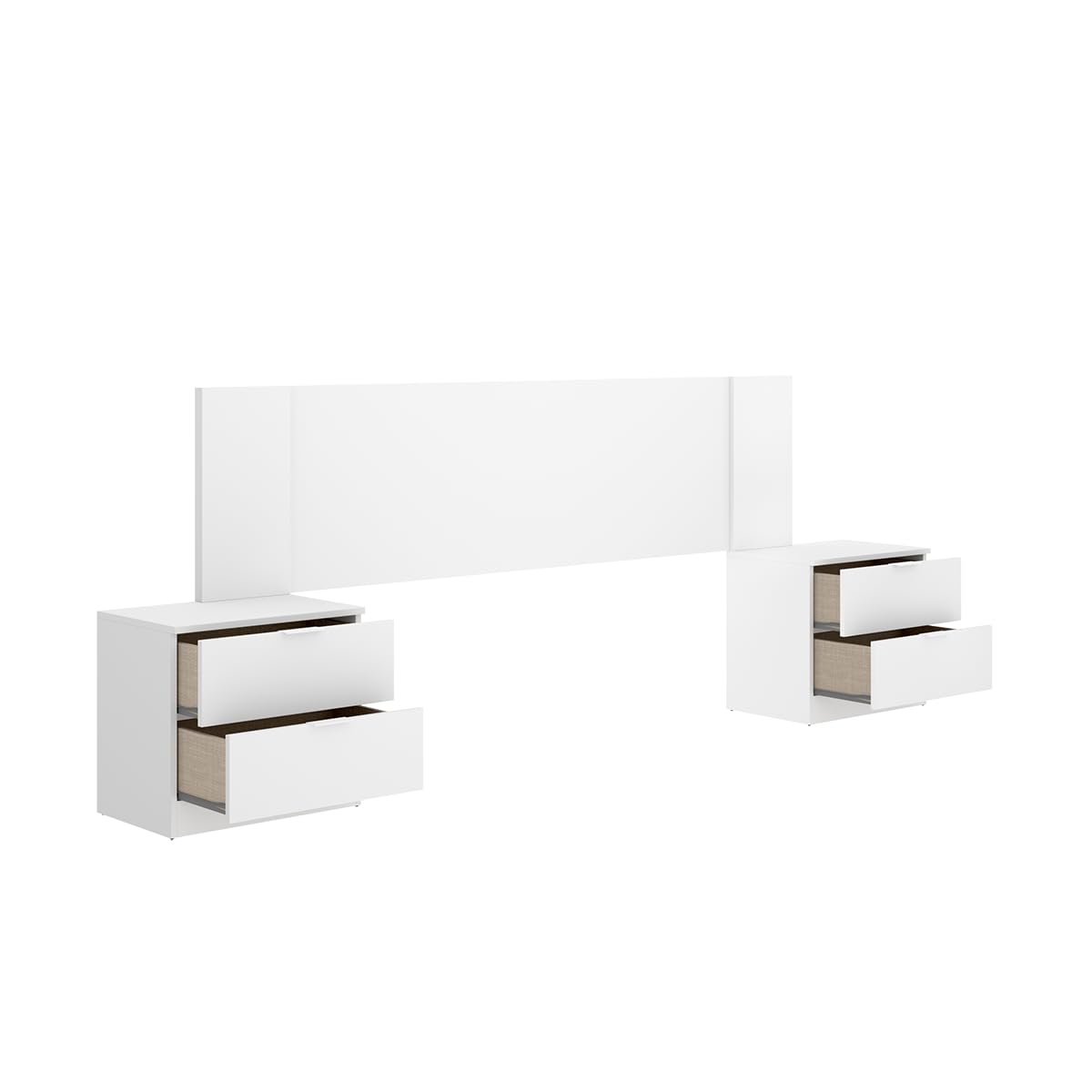 DEKIT Grupo RIMOBEL - Cabezal len para Cama DE 150CM con 2 MESITAS - Blanco - 96x251x34,2cm